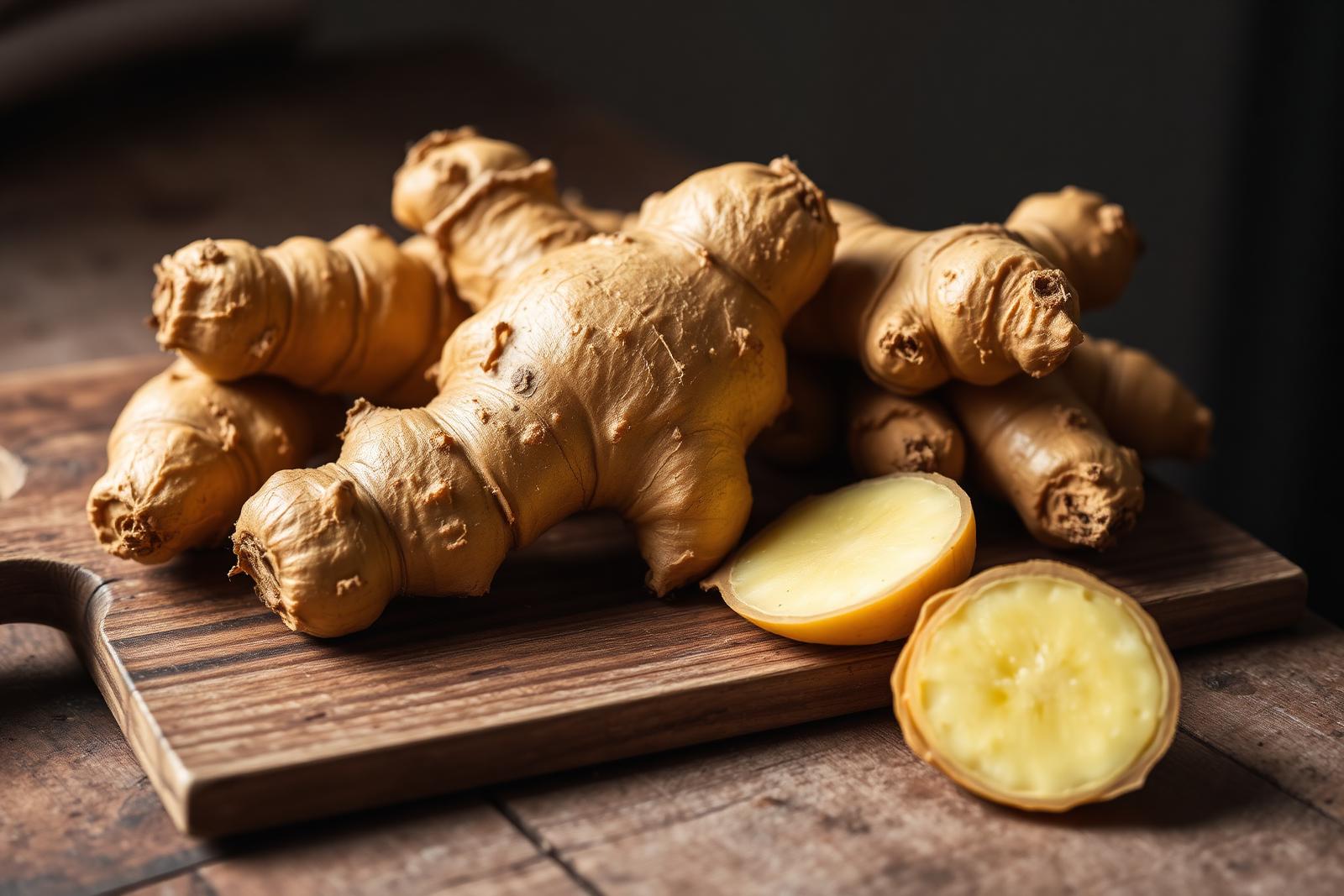 Fresh ginger root close-up